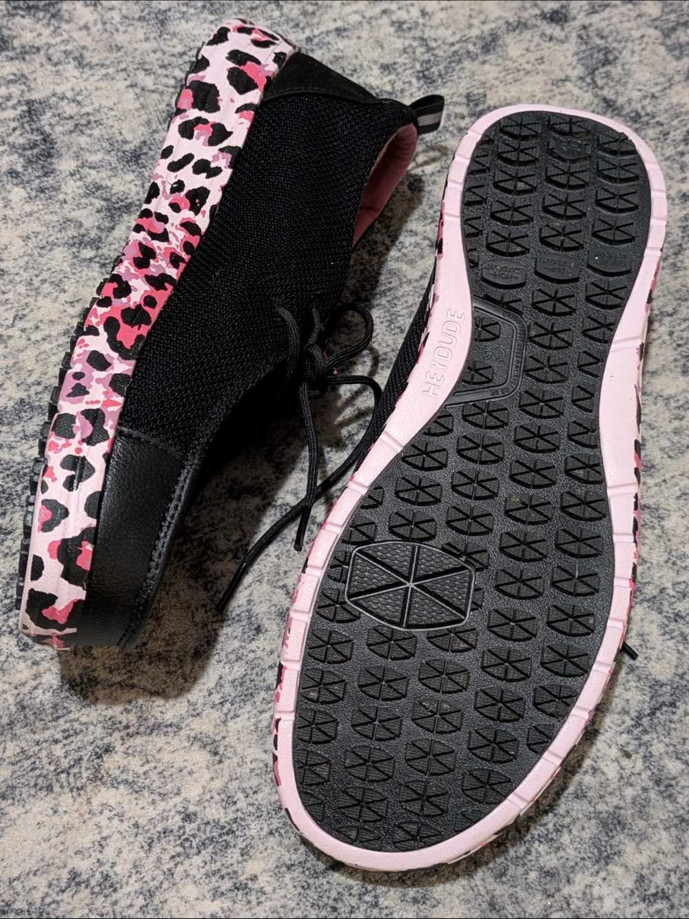 Hey Dude Wendy Black & Pink Leopard Slip-On Sneakers - Picture 2 of 4